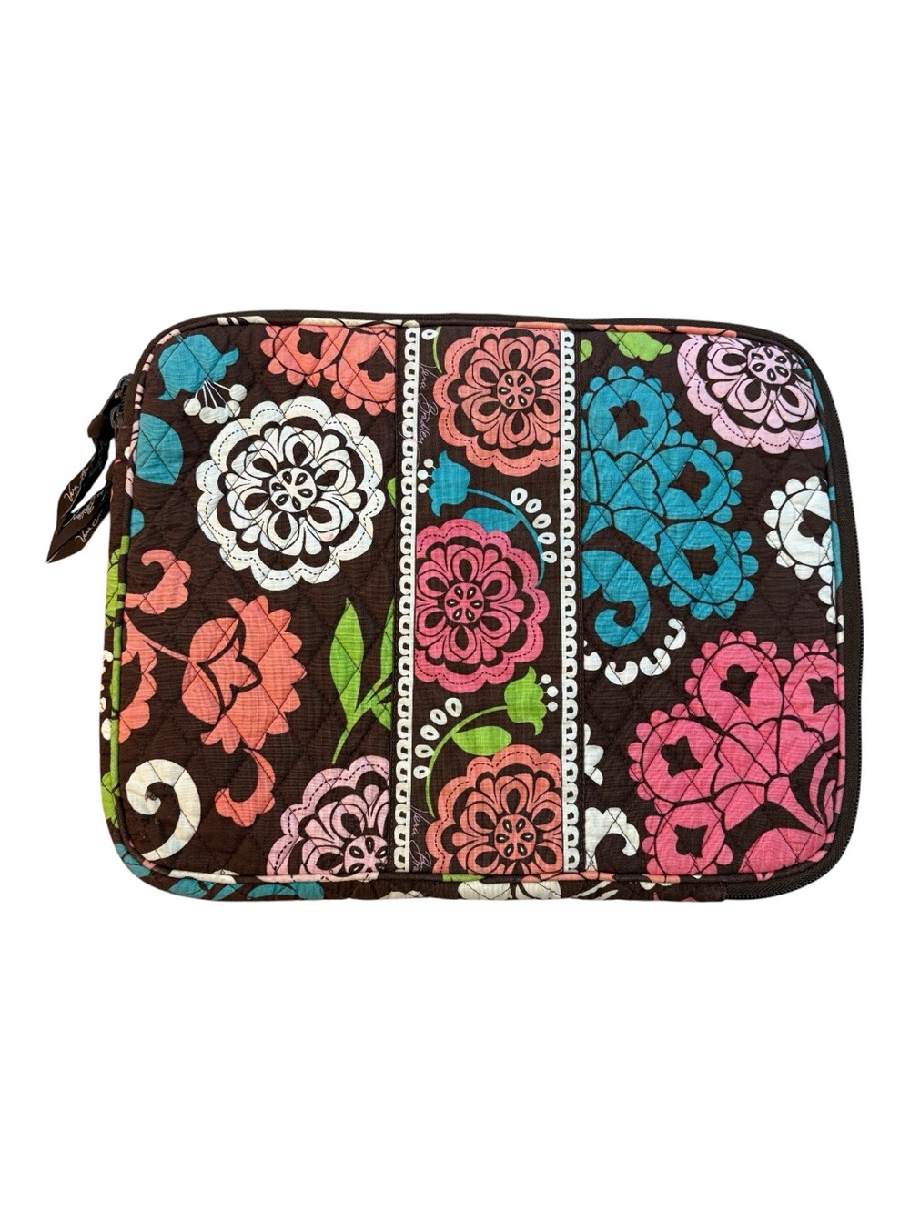 Vera Bradley Mocha Rouge Quilted Laptop Sleeve 13" Retired Pattern EUC